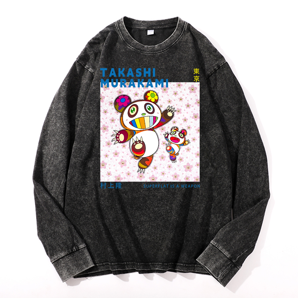 Panda TM Vintage Cotton Wash Long-sleeve T-shirt