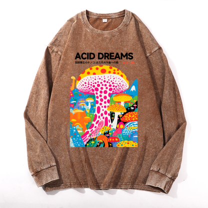 Yayoi Kusama Mushroom Vintage Cotton Wash Crewneck Sweatshirt