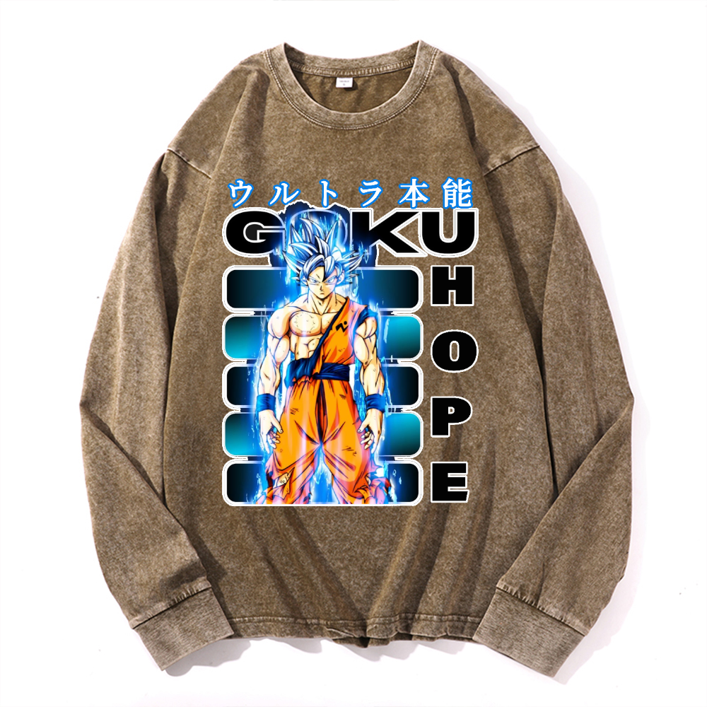DB Goku Son Vintage Cotton Wash Long-sleeve T-shirt