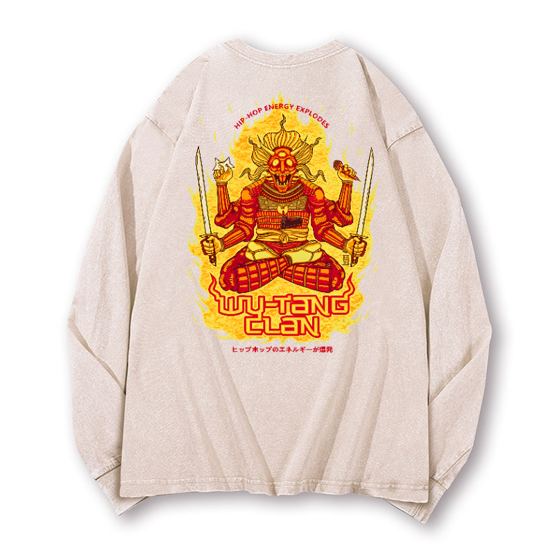 Wu Tang Clan Vintage Washed Cotton Back Art Long-sleeve T-shirt