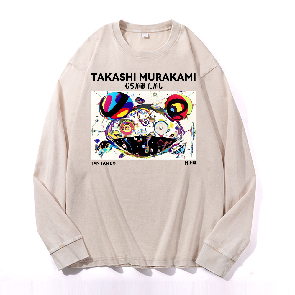 Japan Sunflower Panda TM Vintage Cotton Wash Long-sleeve T-shirt