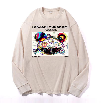 Japan Sunflower Panda TM Vintage Cotton Wash Long-sleeve T-shirt