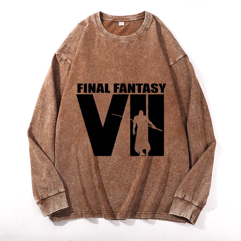 Final Fantasy Vintage Cotton Wash Crewneck Sweatshirt