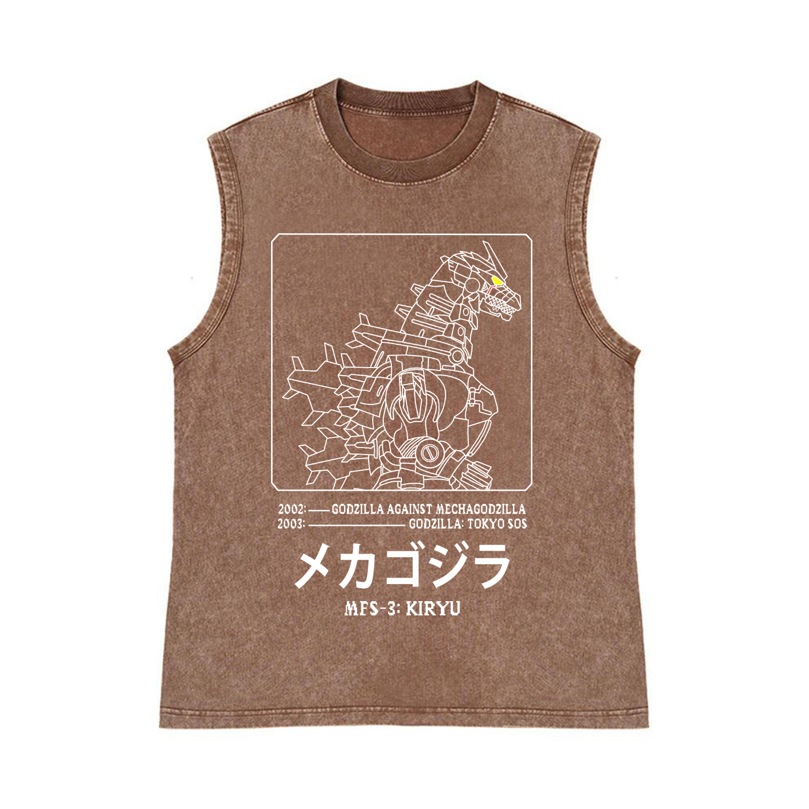 Kaiju Gundam Mechakaiju Pure Cotton Wash-Dyed Sleeveless Tank Top