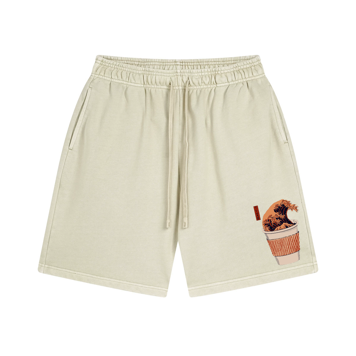 Katsushika Hokusai Wave Vintage Washed Cotton Shorts