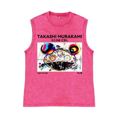 Japan Sunflower Panda TM Pure Cotton Wash-Dyed Sleeveless Tank Top