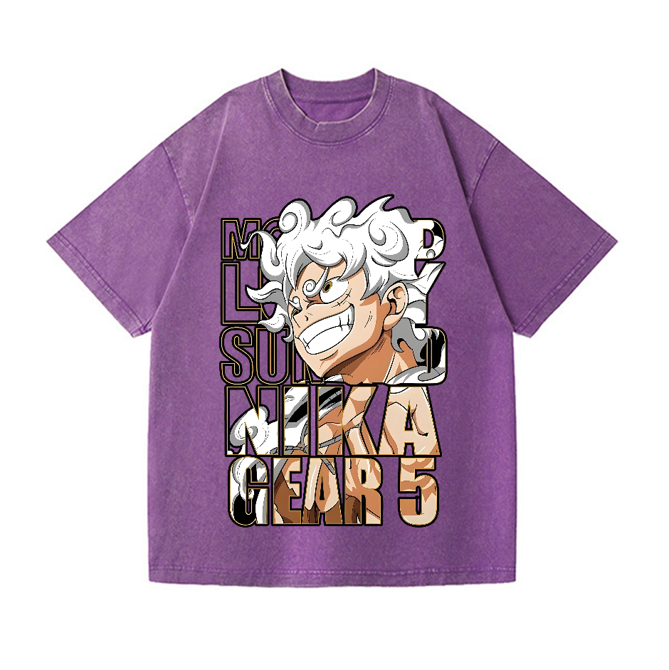 OP Luffy Gear 5 Vintage Wash Japanese Design T-Shirt