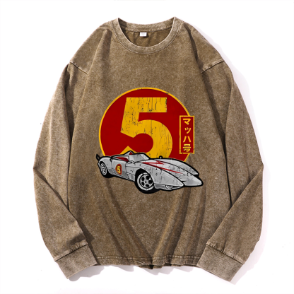 Speed Racer Vintage Cotton Wash Crewneck Sweatshirt