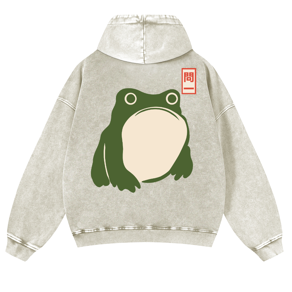 Matsumoto Hoji Frog Vintage Washed Cotton Back Art Hoodie