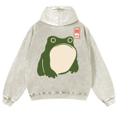 Matsumoto Hoji Frog Vintage Washed Cotton Back Art Hoodie
