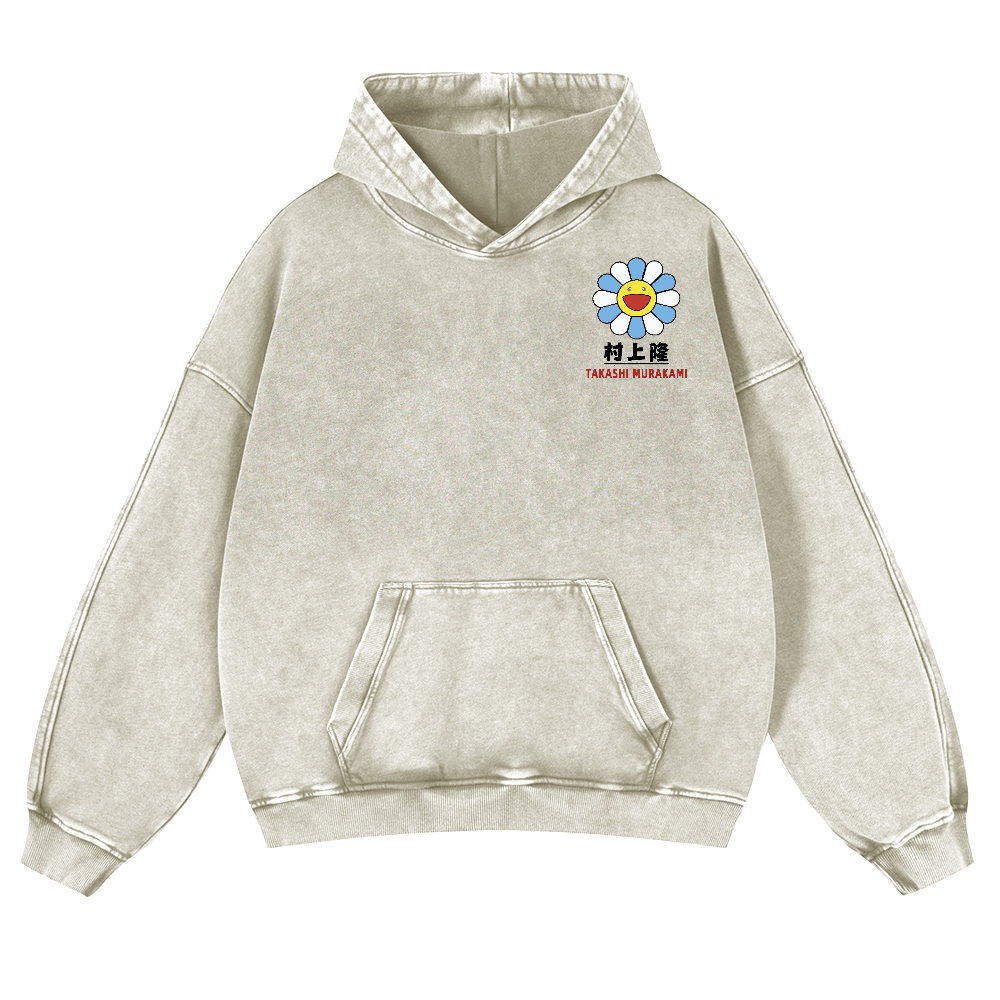 TM Flower Vintage Washed Cotton Back Art Hoodie