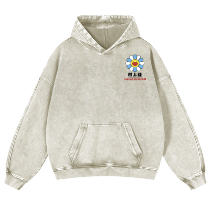 TM Flower Vintage Washed Cotton Back Art Hoodie