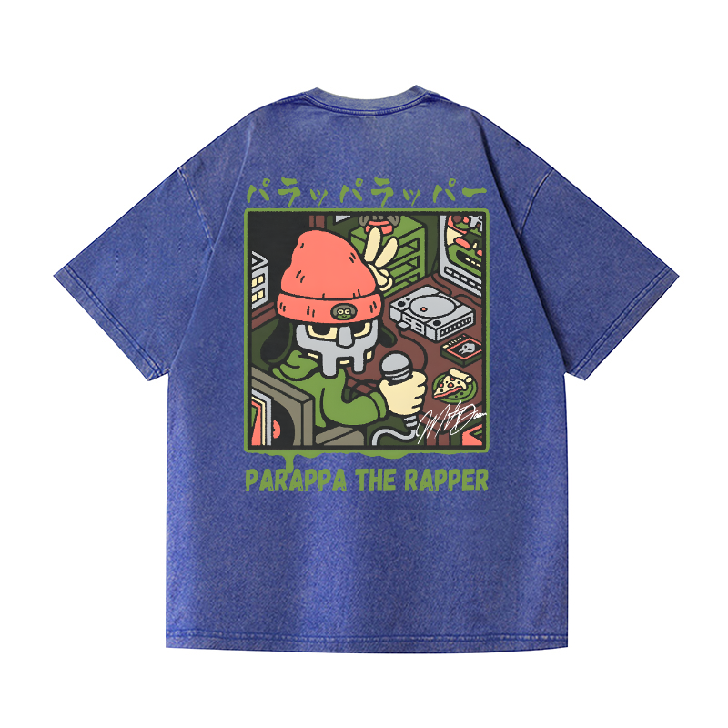 PaRappa the Rapper Vintage Wash Japanese Design Back Art T-Shirt