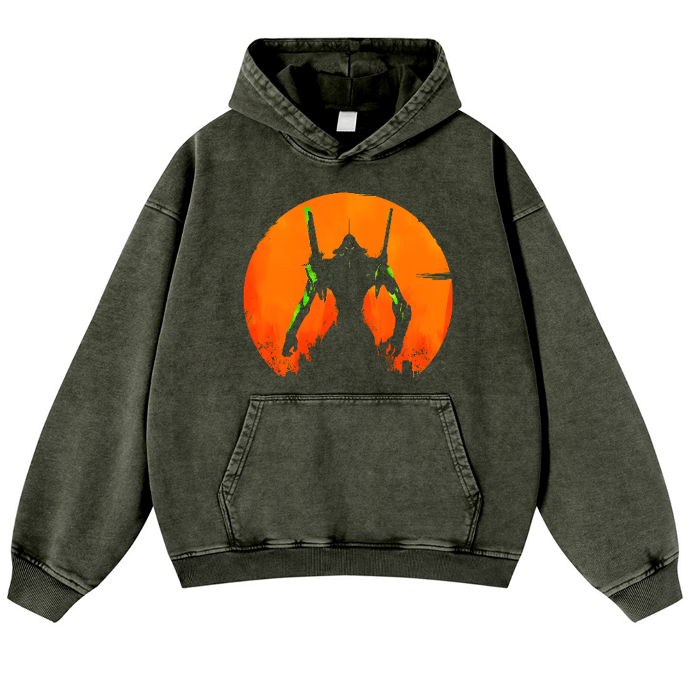Evangelion Vintage Washed Thick Cotton Hoodie
