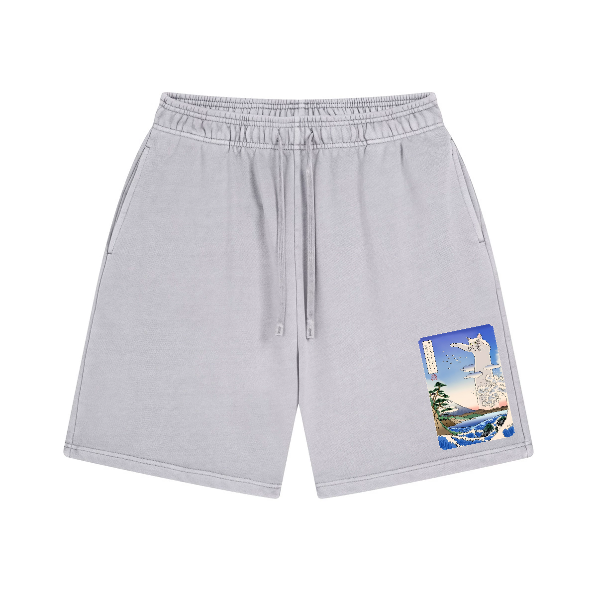 Longcat Ukiyoe Vintage Washed Cotton Shorts