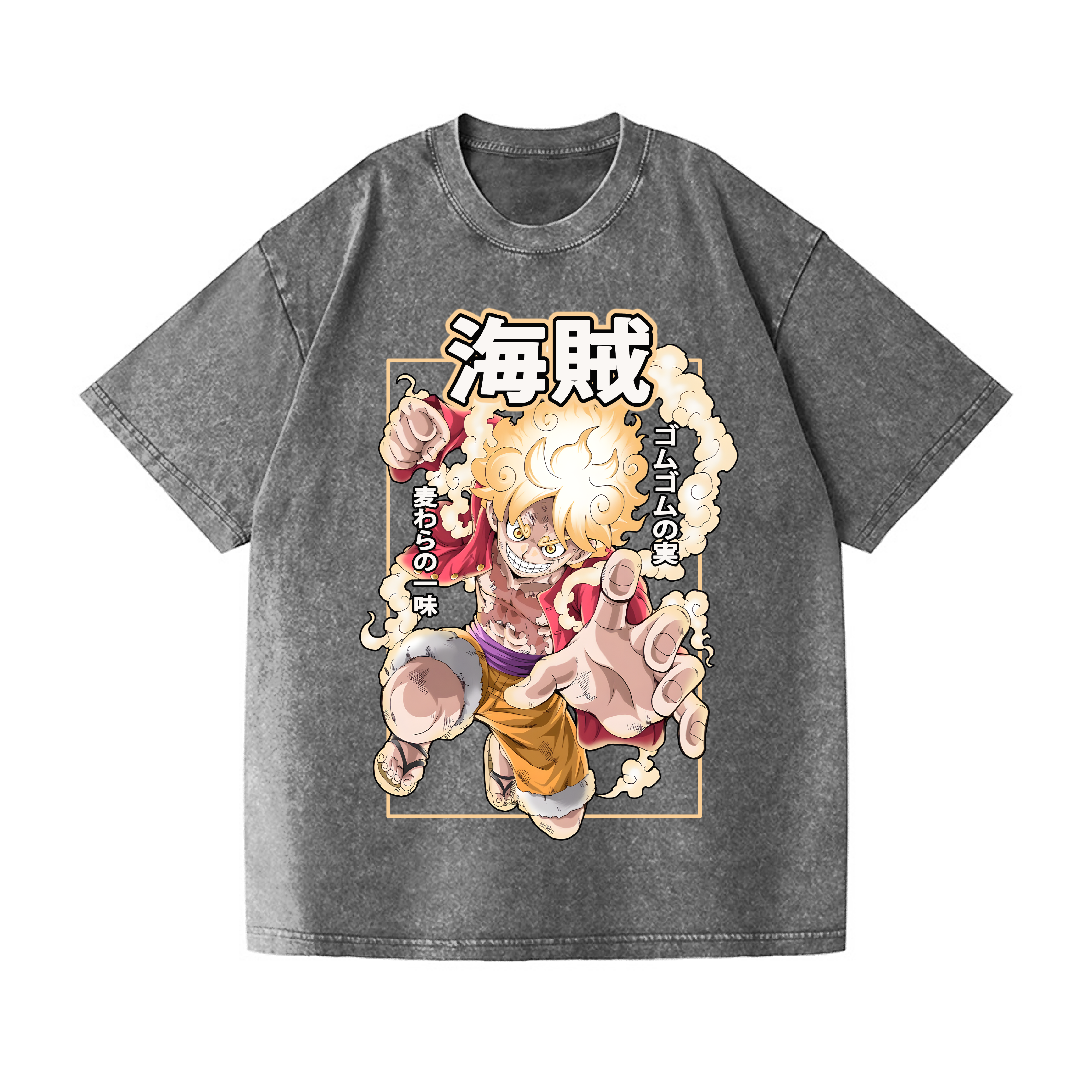 OP Luffy Gear 5 Vintage Wash Japanese Design T-Shirt