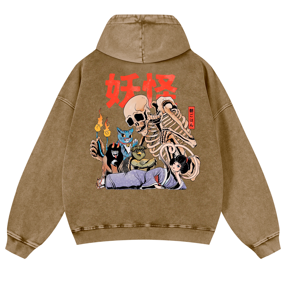 Gengar Vintage Washed Cotton Back Art Hoodie