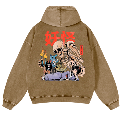 Gengar Vintage Washed Cotton Back Art Hoodie
