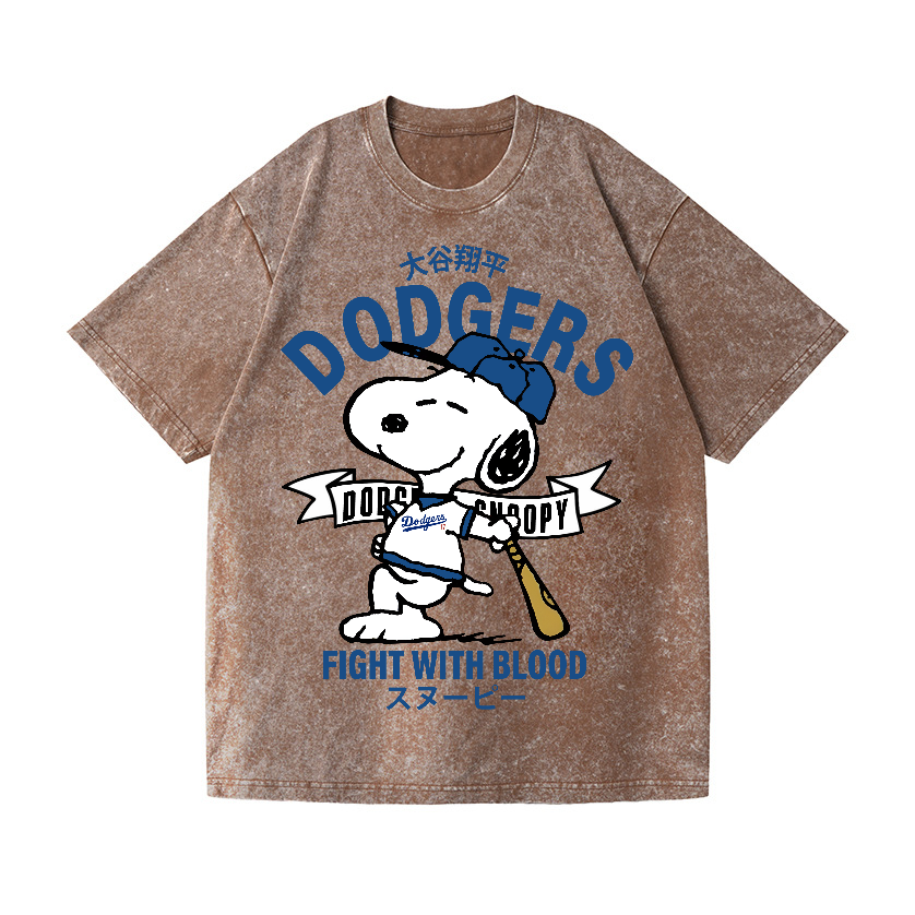 Dodgers Snoopy Vintage Wash Japanese Design T-Shirt