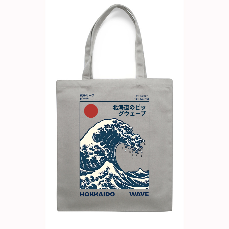Katsushika Hokusai Wave Ukiyoe Japanese Style Canvas Tote Bag