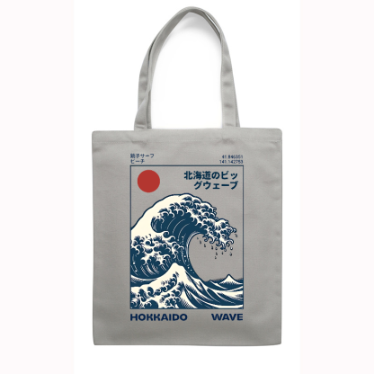 Katsushika Hokusai Wave Ukiyoe Japanese Style Canvas Tote Bag