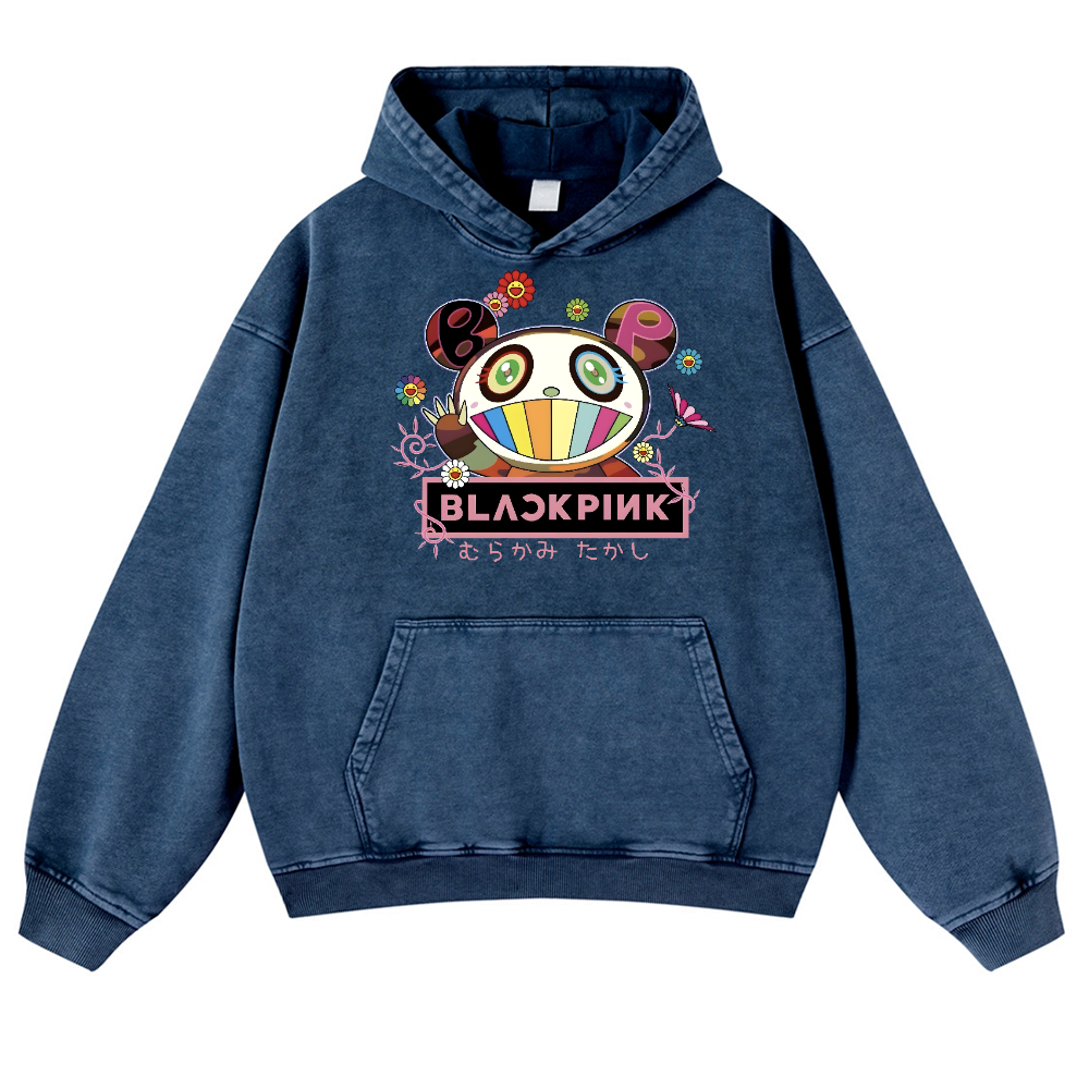 Black Pink TM Vintage Washed Thick Cotton Hoodie