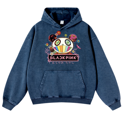 Black Pink TM Vintage Washed Thick Cotton Hoodie