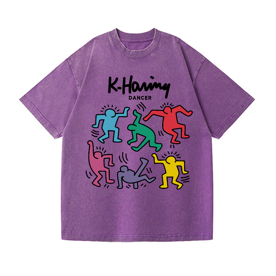 Kaith Haring Dancer Vintage Wash Japanese Design T-Shirt