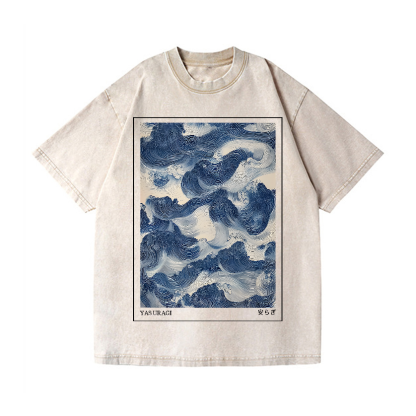 Yasuragi  Art Wave Vintage Wash Japanese Design T-Shirt