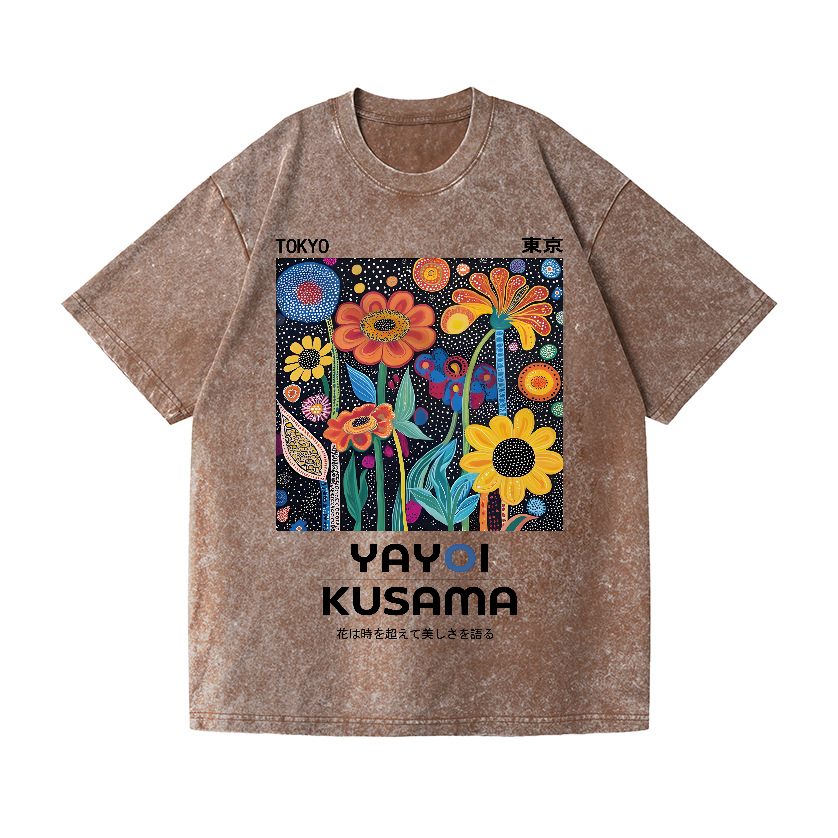 Yayoi Kusama Flower Vintage Wash Japanese Design T-Shirt