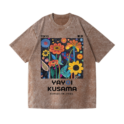 Yayoi Kusama Flower Vintage Wash Japanese Design T-Shirt
