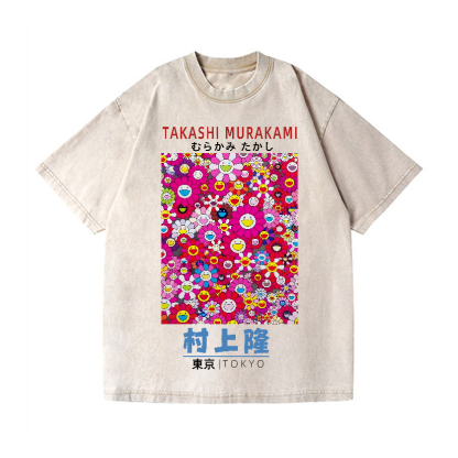 Takashi Murakami Sunflower Vintage Wash Japanese Design T-Shirt