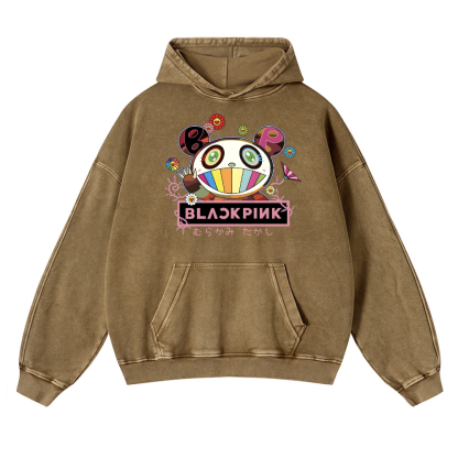 Black Pink TM Vintage Washed Thick Cotton Hoodie