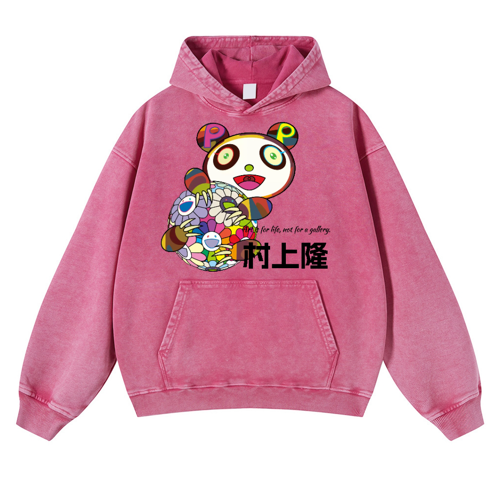 TM Sunflower Panda Vintage Washed Thick Cotton Hoodie