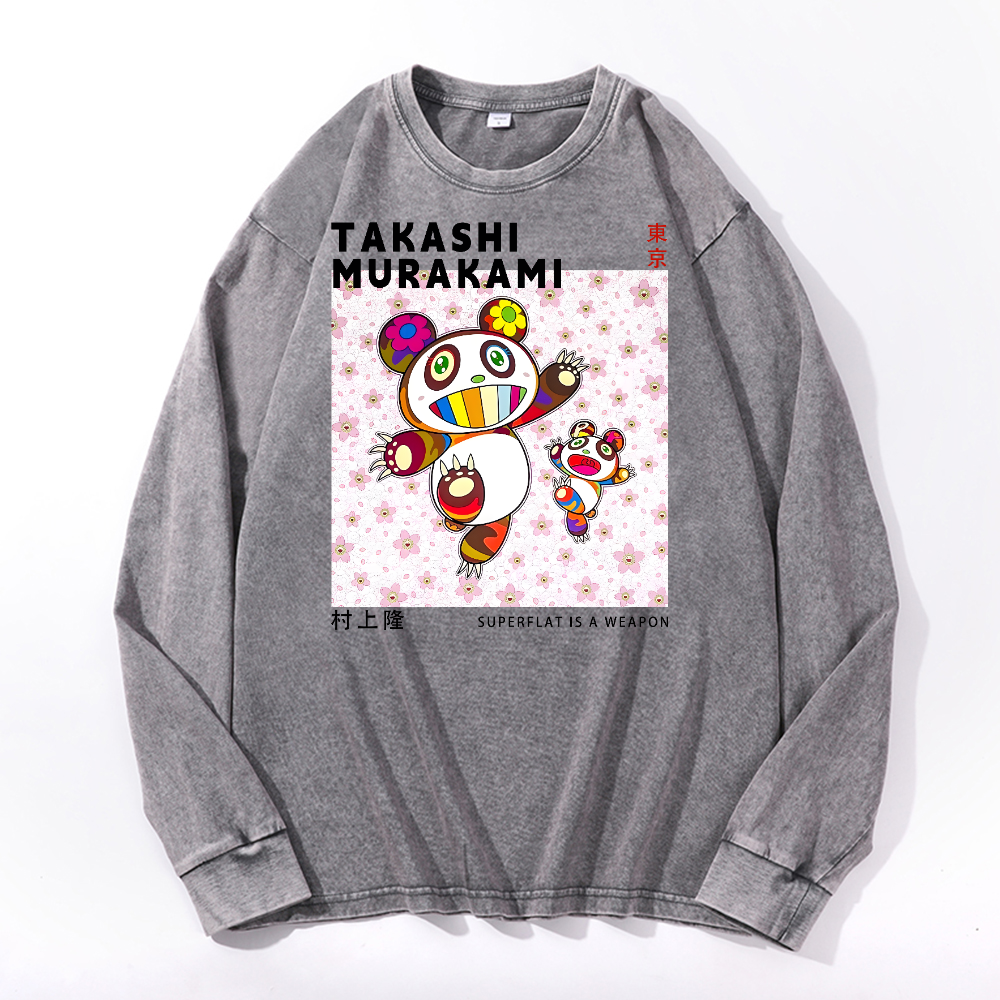 Panda TM Vintage Cotton Wash Long-sleeve T-shirt