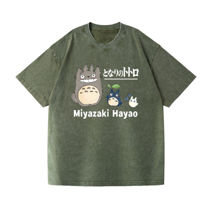 Ghibli Miyazaki Hayao Totoro Anime Vintage Wash Japanese Design T-Shirt