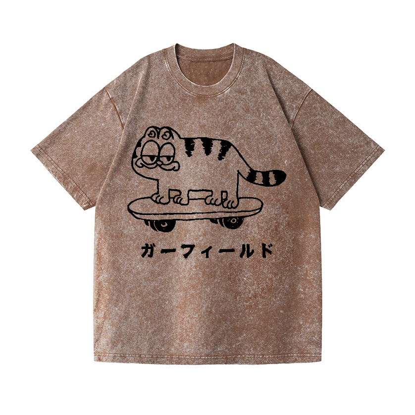 Garfield Cat Vintage Wash Japanese Design T-Shirt