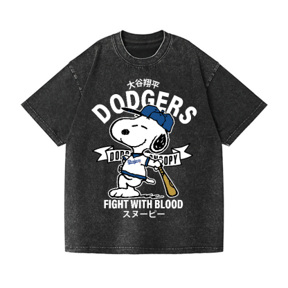 Dodgers Snoopy Vintage Wash Japanese Design T-Shirt