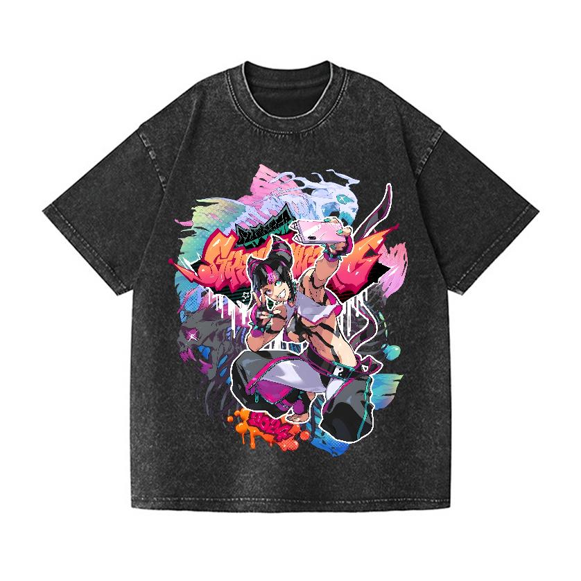 Street Fighter Juri Vintage Wash Japanese Design T-Shirt