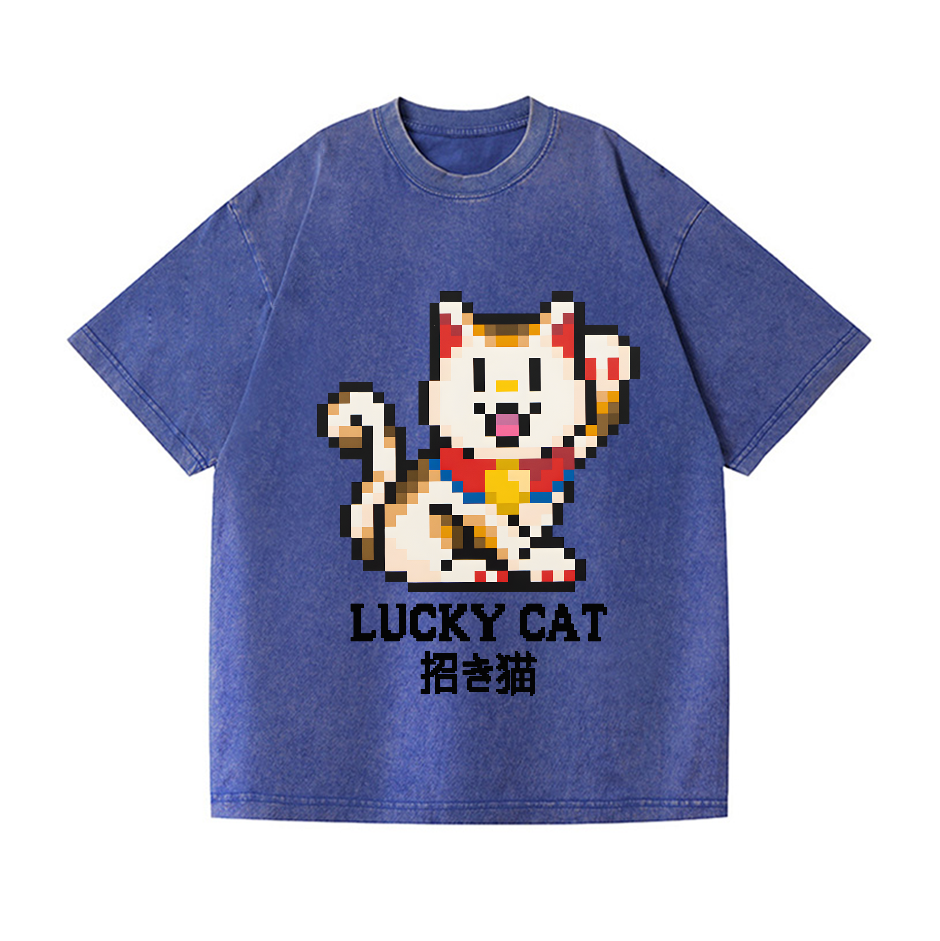 Lucky Cat Vintage Wash Japanese Design T-Shirt