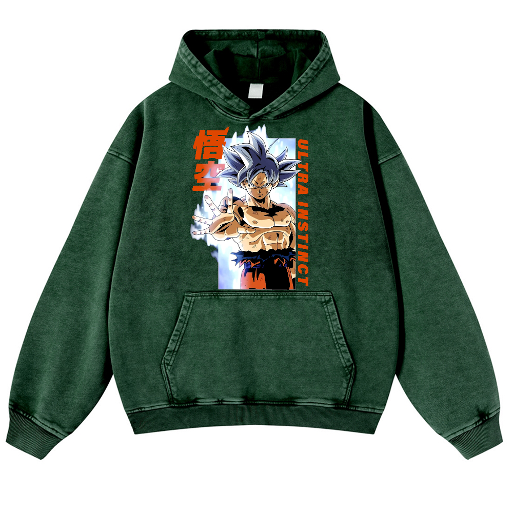DB Son Goku Ultra Instinct Vintage Washed Thick Cotton Hoodie