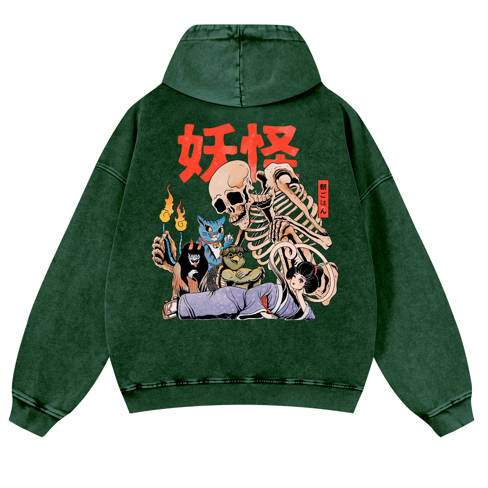 Gengar Vintage Washed Cotton Back Art Hoodie