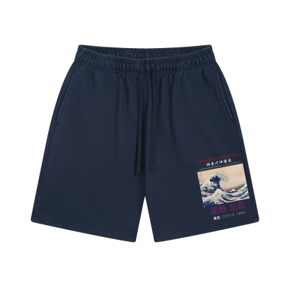 The Great Wave off Kanagawa Katsushika Hokusai Vintage Washed Cotton Shorts