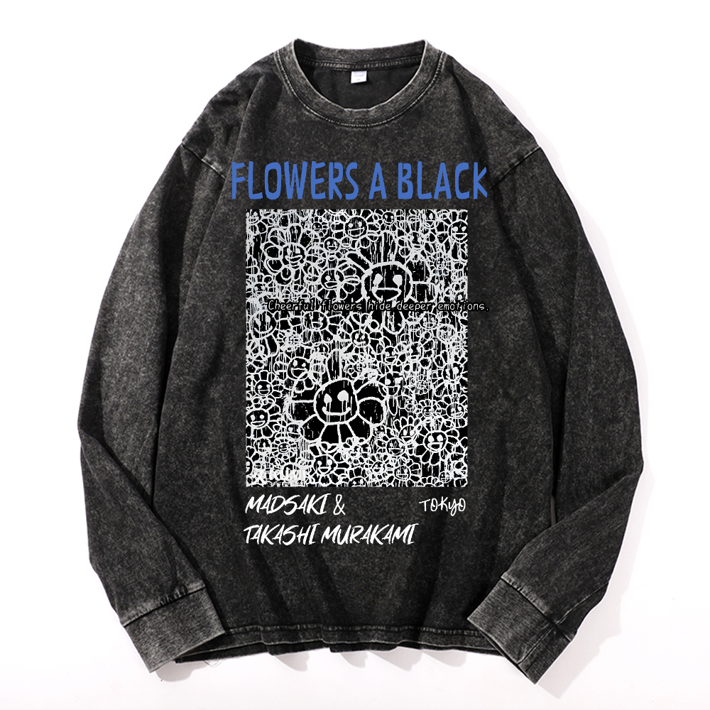 Madsaki Sunflower TM Vintage Cotton Wash Crewneck Sweatshirt