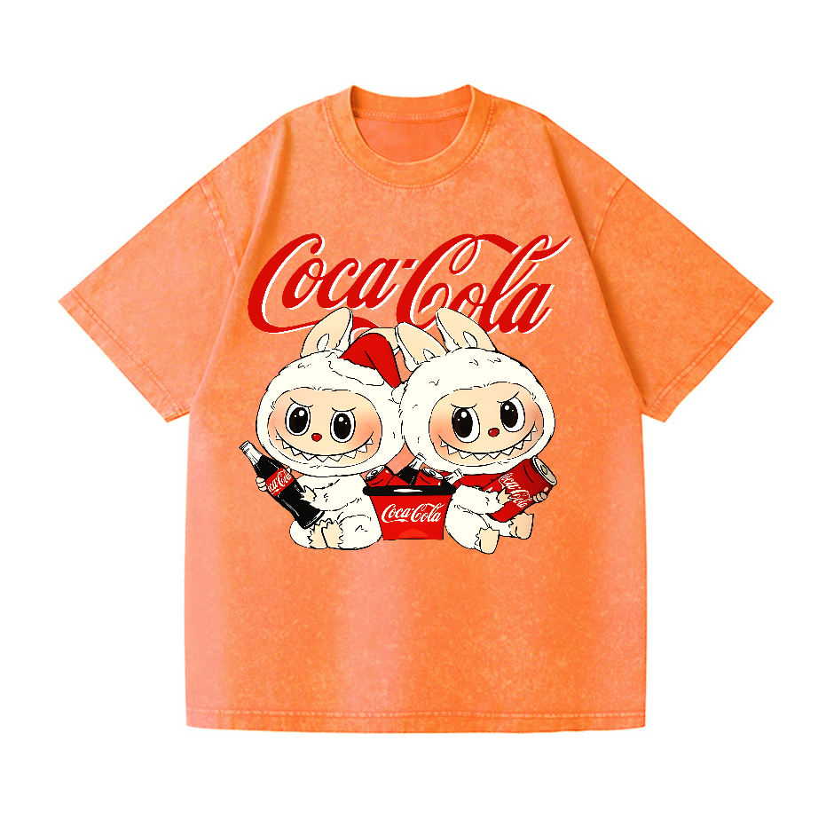 Coca Cola Labubu Vintage Wash Japanese Design T-Shirt