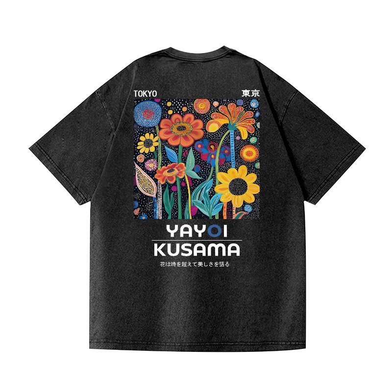 Yayoi Kusama Vintage Wash Japanese Design Back Art T-Shirt