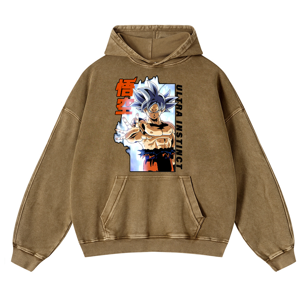 DB Son Goku Ultra Instinct Vintage Washed Thick Cotton Hoodie