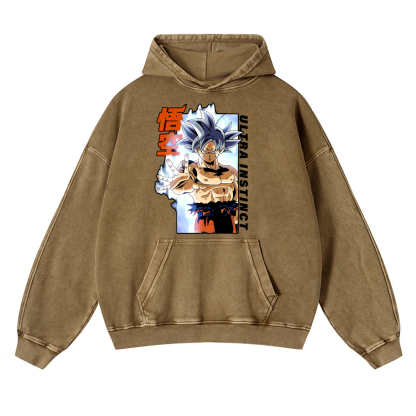 DB Son Goku Ultra Instinct Vintage Washed Thick Cotton Hoodie