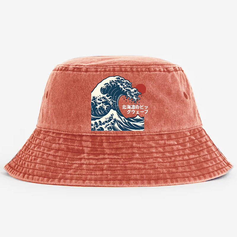 The Great Wave  Katsushika Hokusai Vintage 100% Cotton Bucket Hat