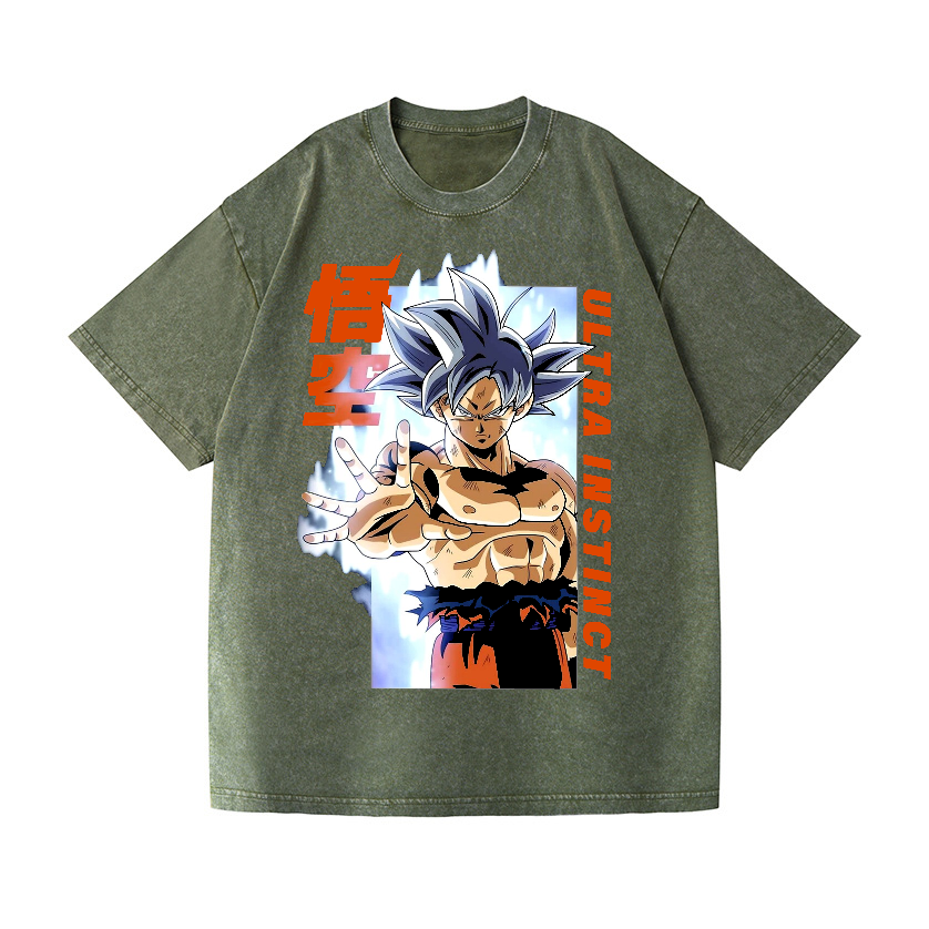 Dragon Ball Son Goku Ultra Instinct Vintage Wash Japanese Design T-Shirt